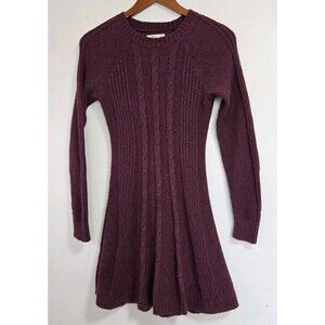 Hollister Sweater Dress Womens M Red Y2K Long Sleeve Babydoll Cableknit Cozy